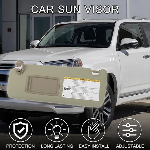 حاجب من الشمس للسيارة من الجانب الأيسر للسائق مع مرآة لسيارة Toyota 4Runner 2010-2023 رقم عملي 74320-35A91-E1 مجموعة حاجب من الشمس بيج 1 قطعة in Saudi Arabia
