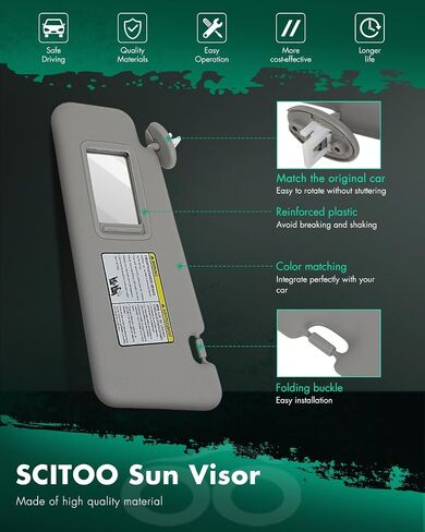SCITOO Left Driver Side Sun Visor Assembly fit for Toyota Highlander 2008-2013 with Sunroof (Beige) in Saudi Arabia