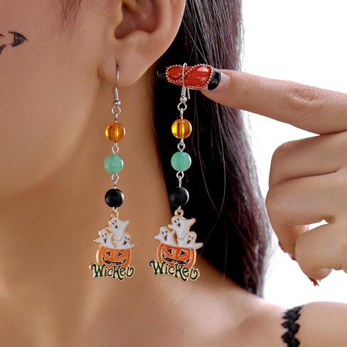 Halloween Earrings Dangle Drop, Skull Pumpkin Gost Spider earrings for women Scary Party for Halloween Accessories in Saudi Arabia