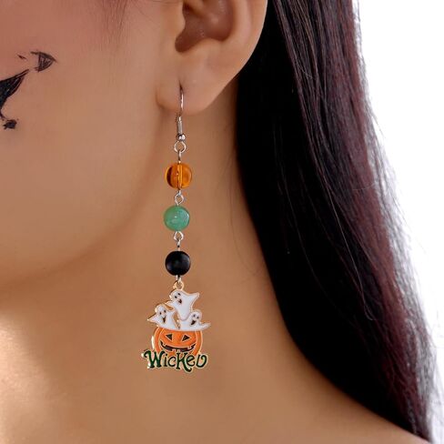 Halloween Earrings Dangle Drop, Skull Pumpkin Gost Spider earrings for women Scary Party for Halloween Accessories in Saudi Arabia