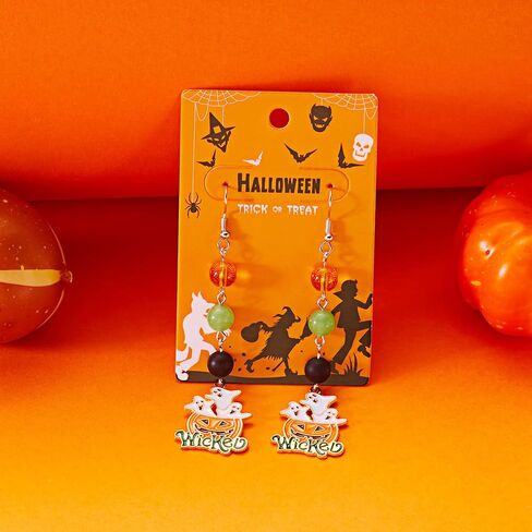 Halloween Earrings Dangle Drop, Skull Pumpkin Gost Spider earrings for women Scary Party for Halloween Accessories in Saudi Arabia