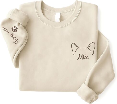 NAZENTI Custom Embroidered Dog Mom Sweatshirt, Personalized Dog Sweatshirts for Women and Men, DogMom Gifts for Birthday Mothers Day Christmas Customized Sweater for Dogs Lovers, Fur Mama Shirt in Saudi Arabia