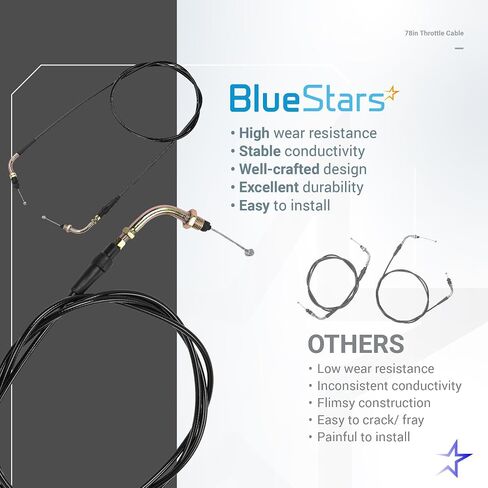 BlueStars 78-inch Throttle Cable - for GY6 50cc 80cc 125cc 150cc Tao Tao BWS Lancer Thunder Future Champion Ice Bear Jonway Roketa Wolf RX50 Wildfire Vespa Buggy Dazon Dongfang Scooter Moped Go Kart in Saudi Arabia