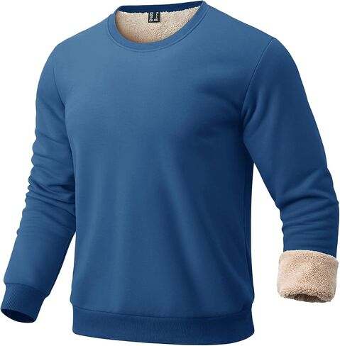 EKLENTSON Men’s Sherpa Lined Sweatshirts Winter Thick Warm Fleece Lined Sweatshirt Cotton Crewneck Pullover Casual Tops in Saudi Arabia