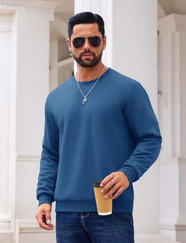 EKLENTSON Men’s Sherpa Lined Sweatshirts Winter Thick Warm Fleece Lined Sweatshirt Cotton Crewneck Pullover Casual Tops in Saudi Arabia
