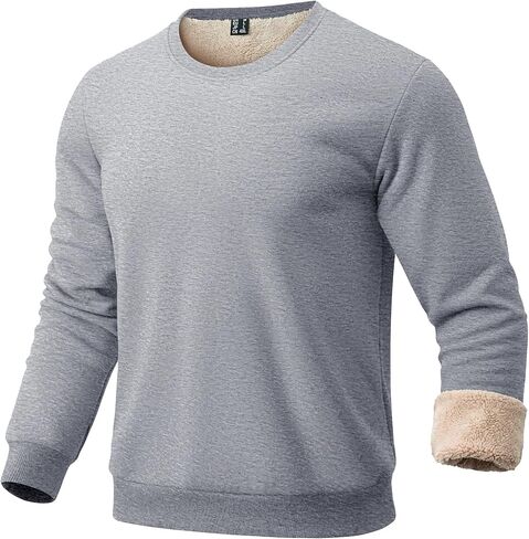 EKLENTSON Men’s Sherpa Lined Sweatshirts Winter Thick Warm Fleece Lined Sweatshirt Cotton Crewneck Pullover Casual Tops in Saudi Arabia
