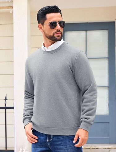 EKLENTSON Men’s Sherpa Lined Sweatshirts Winter Thick Warm Fleece Lined Sweatshirt Cotton Crewneck Pullover Casual Tops in Saudi Arabia