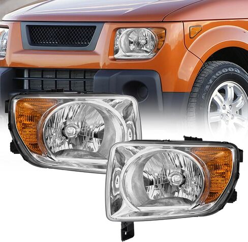 Headlight Assembly Compatible with 2003 2004 2005 2006 Honda Element Halogen Headlamp Left and Right Side Replacement w/o Bulbs (Black) in Saudi Arabia