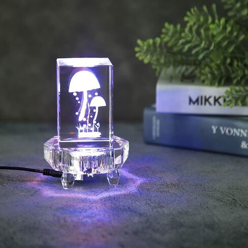 Crystal 7 Led Light Multicolor Illuminated Display Base – 3.5" Color Changing Stand with Mirror Plate for Glass Art in Saudi Arabia