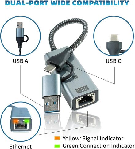 USB C to Ethernet Adapter,Ethernet to USB C, Gigabit RJ45 to TypeC,usbc ethernet Adapter with 1000Mbps,LAN to USB C Compatible with Laptop,PC, MacBook Pro, iPad Pro, Dell XPS,Switch and More in Saudi Arabia