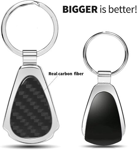 iPick Image Compatible with Fleur-de-Lis FDL Real Black Carbon Fiber Chrome Metal Teardrop Key Chain in Saudi Arabia