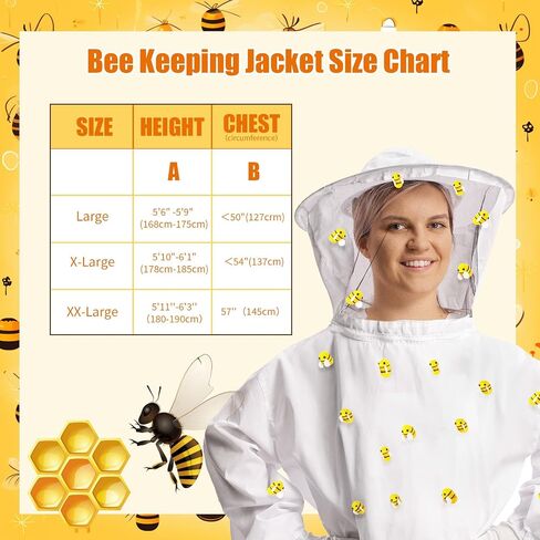 Hicarer 41 Pcs Halloween Beekeeper Costume Set Include 1 Beekeeper Suit 20 Felt Bee 20 Round Tape for Cosplay(X-Large) in Saudi Arabia