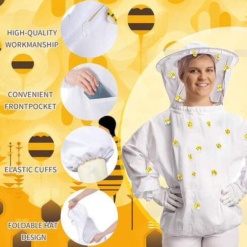 Hicarer 41 Pcs Halloween Beekeeper Costume Set Include 1 Beekeeper Suit 20 Felt Bee 20 Round Tape for Cosplay(X-Large) in Saudi Arabia