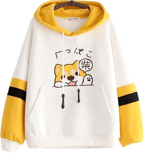 المرأة شيبا Inu آذان Kawaii هوديي أنيمي لطيف الجمالية جرو اليابانية الكرتون مقنعين البلوز الصوف كم طويل in Kuwait