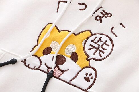 المرأة شيبا Inu آذان Kawaii هوديي أنيمي لطيف الجمالية جرو اليابانية الكرتون مقنعين البلوز الصوف كم طويل in Kuwait