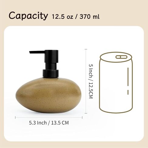 موزع صابون يد من السيراميك سعة 10 أونصة، موزع صابون سائل أنيق لمنضدة الحمام، موزع صابون غسيل الأطباق الثقيل والقوي للمطبخ (بني) in Kuwait