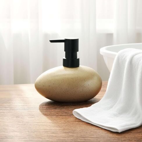 موزع صابون يد من السيراميك سعة 10 أونصة، موزع صابون سائل أنيق لمنضدة الحمام، موزع صابون غسيل الأطباق الثقيل والقوي للمطبخ (بني) in Kuwait