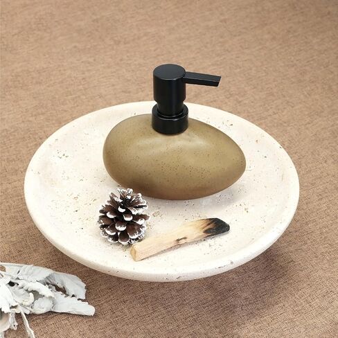 موزع صابون يد من السيراميك سعة 10 أونصة، موزع صابون سائل أنيق لمنضدة الحمام، موزع صابون غسيل الأطباق الثقيل والقوي للمطبخ (بني) in Kuwait