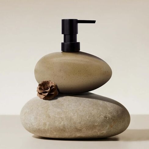 موزع صابون يد من السيراميك سعة 10 أونصة، موزع صابون سائل أنيق لمنضدة الحمام، موزع صابون غسيل الأطباق الثقيل والقوي للمطبخ (بني) in Kuwait