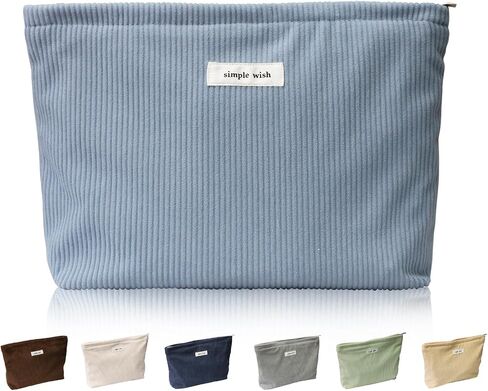 Wudygirl Travel Makeup Bag Large Capacity Cosmetic Bag for Women Corduroy Toiletry Bag Handbags Purses Zipper Pouch(Beige) in Saudi Arabia