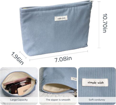 Wudygirl Travel Makeup Bag Large Capacity Cosmetic Bag for Women Corduroy Toiletry Bag Handbags Purses Zipper Pouch(Beige) in Saudi Arabia