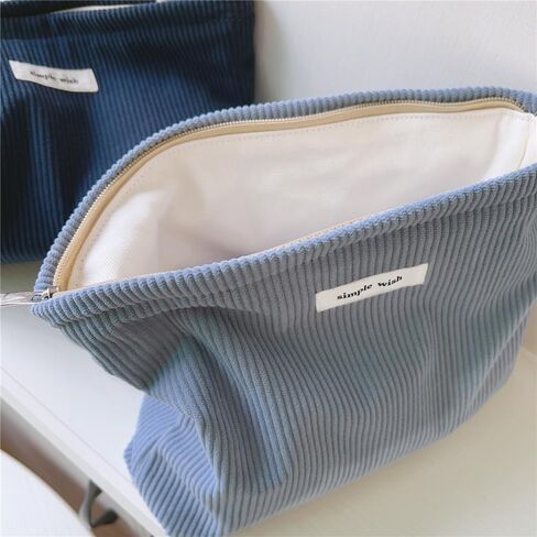 Wudygirl Travel Makeup Bag Large Capacity Cosmetic Bag for Women Corduroy Toiletry Bag Handbags Purses Zipper Pouch(Beige) in Saudi Arabia