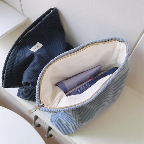 Wudygirl Travel Makeup Bag Large Capacity Cosmetic Bag for Women Corduroy Toiletry Bag Handbags Purses Zipper Pouch(Beige) in Saudi Arabia