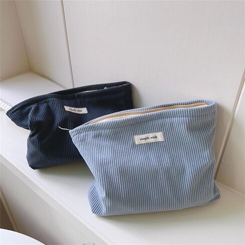 Wudygirl Travel Makeup Bag Large Capacity Cosmetic Bag for Women Corduroy Toiletry Bag Handbags Purses Zipper Pouch(Beige) in Saudi Arabia