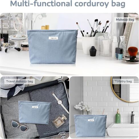 Wudygirl Travel Makeup Bag Large Capacity Cosmetic Bag for Women Corduroy Toiletry Bag Handbags Purses Zipper Pouch(Beige) in Saudi Arabia