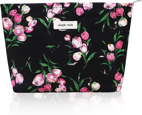 Wudygirl Travel Makeup Bag Large Capacity Cosmetic Bag for Women Corduroy Toiletry Bag Handbags Purses Zipper Pouch(Beige) in Saudi Arabia