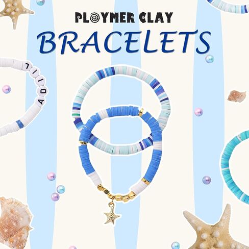 ADIIL 7200pcs Clay Beads Bracelet Making Kit, 10 Colors 6mm Polymer Heishi Beads for Jewelry Making, Friendship Bracelet Kit with Letter Beads Christmas Birthday Gift for Adults Neutral Nude in Kuwait