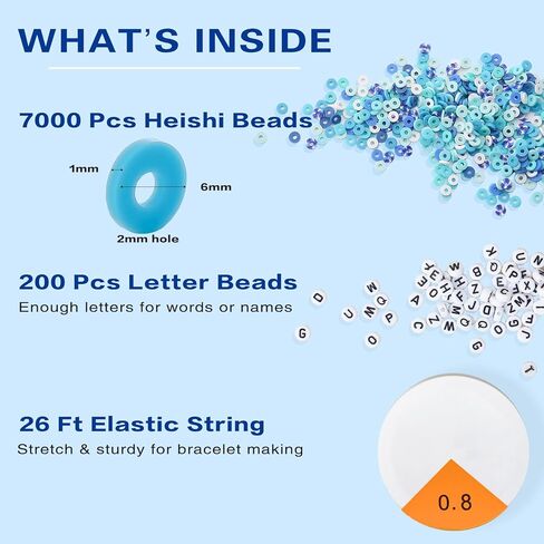 ADIIL 7200pcs Clay Beads Bracelet Making Kit, 10 Colors 6mm Polymer Heishi Beads for Jewelry Making, Friendship Bracelet Kit with Letter Beads Christmas Birthday Gift for Adults Neutral Nude in Kuwait