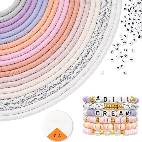 ADIIL 7200pcs Clay Beads Bracelet Making Kit, 10 Colors 6mm Polymer Heishi Beads for Jewelry Making, Friendship Bracelet Kit with Letter Beads Christmas Birthday Gift for Adults Neutral Nude in Kuwait
