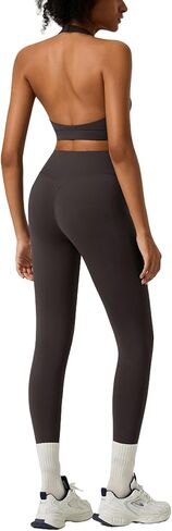 RXRXCOCO Backless Workout Sets for Women 2 Piece Halter Sports Bra Hidden Scrunch High Waisted Gym Leggings Matching Set in Kuwait