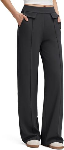 G4Free GO-TO Women's Wide Leg Pants High Waisted Yoga Pants Casual Palazzo Trousers with Pockets in Saudi Arabia