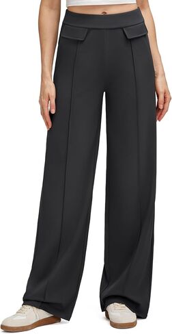 G4Free GO-TO Women's Wide Leg Pants High Waisted Yoga Pants Casual Palazzo Trousers with Pockets in Saudi Arabia