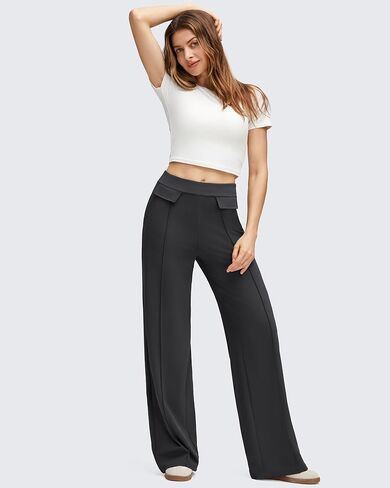G4Free GO-TO Women's Wide Leg Pants High Waisted Yoga Pants Casual Palazzo Trousers with Pockets in Saudi Arabia