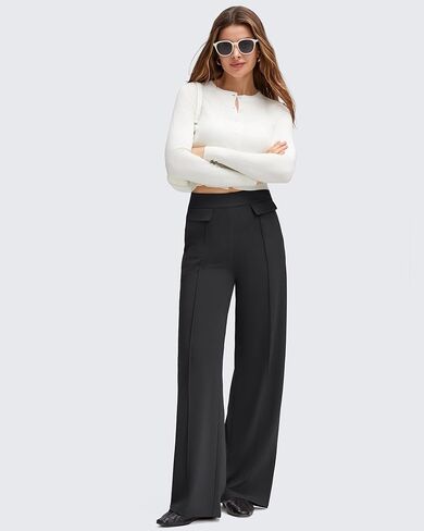 G4Free GO-TO Women's Wide Leg Pants High Waisted Yoga Pants Casual Palazzo Trousers with Pockets in Saudi Arabia