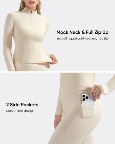 OMKAGI Workout Sets for Women Booty Leggings Matching Zipup Jacket Gym Outfits with Pockets in Saudi Arabia