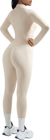 OMKAGI Workout Sets for Women Booty Leggings Matching Zipup Jacket Gym Outfits with Pockets in Saudi Arabia
