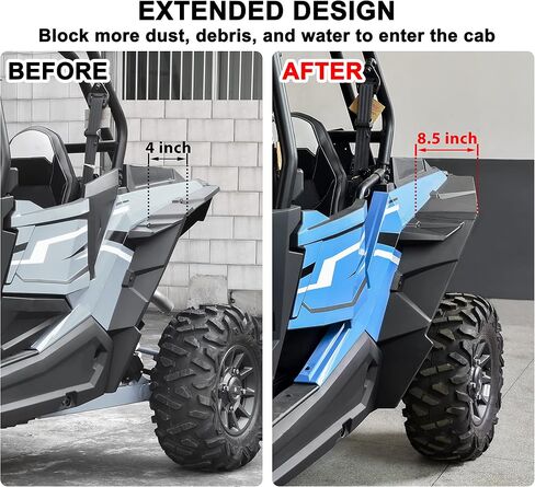 SAUTVS Wider Front Mud Flaps & Rear Fender Flares Kit for Polaris RZR XP/XP 4 1000 2014-2023 Accessories, XXL Splash Proof Extended Guards Front Mud Flaps and Rear Fender Flares Set (6PCS) in Saudi Arabia