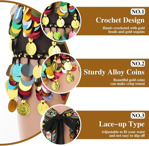 وشاح الورك للرقص الشرقي للسيدات، تنورة شرابة من الترتر ملفوفة بشكل سباركلي بهرج هامشي، زي مع الترتر والعملات المعدنية in Saudi Arabia