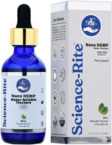 Nano Water-Soluble Hemp - Ultra-Fast-Acting Drops for Maximum Results - Scientific-Grade, 3X Faster, 9X Absorption, Cold Extracted - Mint Flavor. (1000mg) in Kuwait