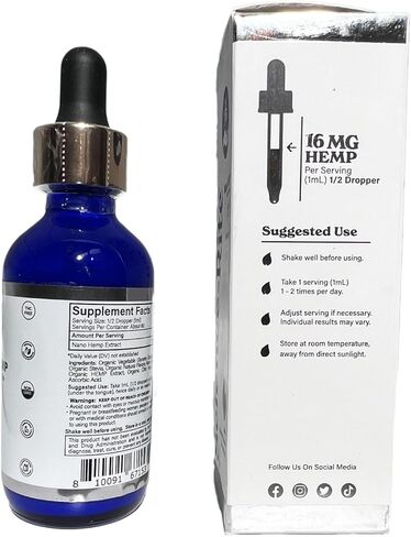 Nano Water-Soluble Hemp - Ultra-Fast-Acting Drops for Maximum Results - Scientific-Grade, 3X Faster, 9X Absorption, Cold Extracted - Mint Flavor. (1000mg) in Kuwait
