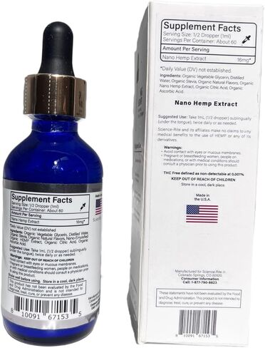 Nano Water-Soluble Hemp - Ultra-Fast-Acting Drops for Maximum Results - Scientific-Grade, 3X Faster, 9X Absorption, Cold Extracted - Mint Flavor. (1000mg) in Kuwait