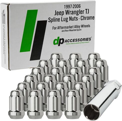 DPAccessories Lug Nuts Compatible with 1997-2006 Jeep Wrangler TJ | Chrome OEM Style | Factory Aluminum Wheels Only | Set of 23 Wheel Nuts | DWRA3F-CH/023 in Saudi Arabia
