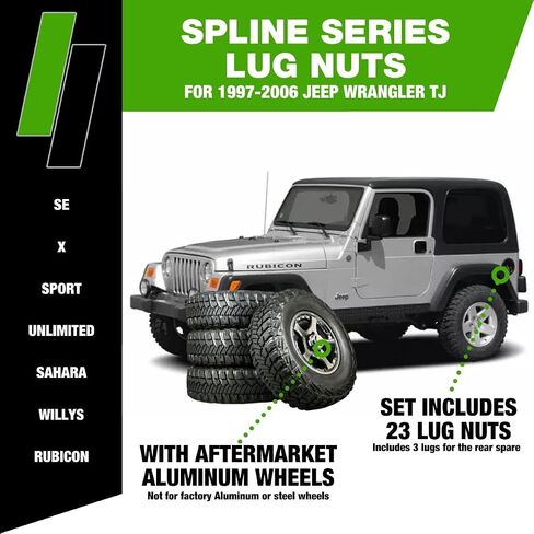 DPAccessories Lug Nuts Compatible with 1997-2006 Jeep Wrangler TJ | Chrome OEM Style | Factory Aluminum Wheels Only | Set of 23 Wheel Nuts | DWRA3F-CH/023 in Saudi Arabia