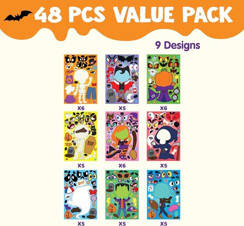 JOYIN 45 Pcs Halloween Make a Face Stickers, Halloween Party Favor for Kids, Halloween Art Craft Party Supplies, Classroom Activities Goodies Party Games, Sticker Sheets with Witch, Vampire Designs in Saudi Arabia