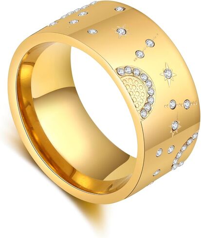 Gold Band Rings for Women, Fashion CZ Crystal Crossover Statement Ring Cocktail Costume Accessory Jewelry Gifts for Her in Saudi Arabia