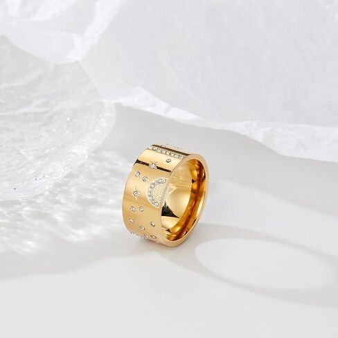 Gold Band Rings for Women, Fashion CZ Crystal Crossover Statement Ring Cocktail Costume Accessory Jewelry Gifts for Her in Saudi Arabia